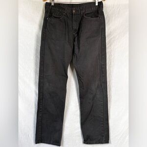 Levis 505 Denim Jeans Mens 33x32 Black Faded Straight Leg White Tab Fits 33x30.5